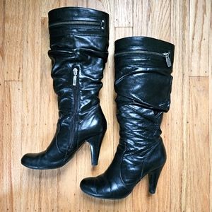 Guess slouch heeled leather boots
